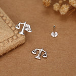 Sterling Silver Libra Scales 16G Flat Back Earrings