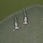 Sterling Silver Japanese Crane Drop Earrings