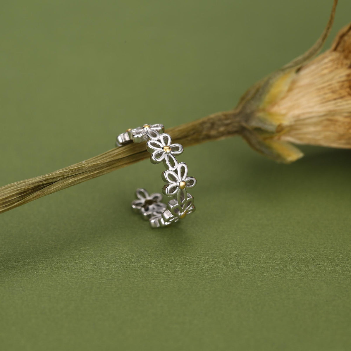 Sterling Silver Daisy Flower Ear Cuff