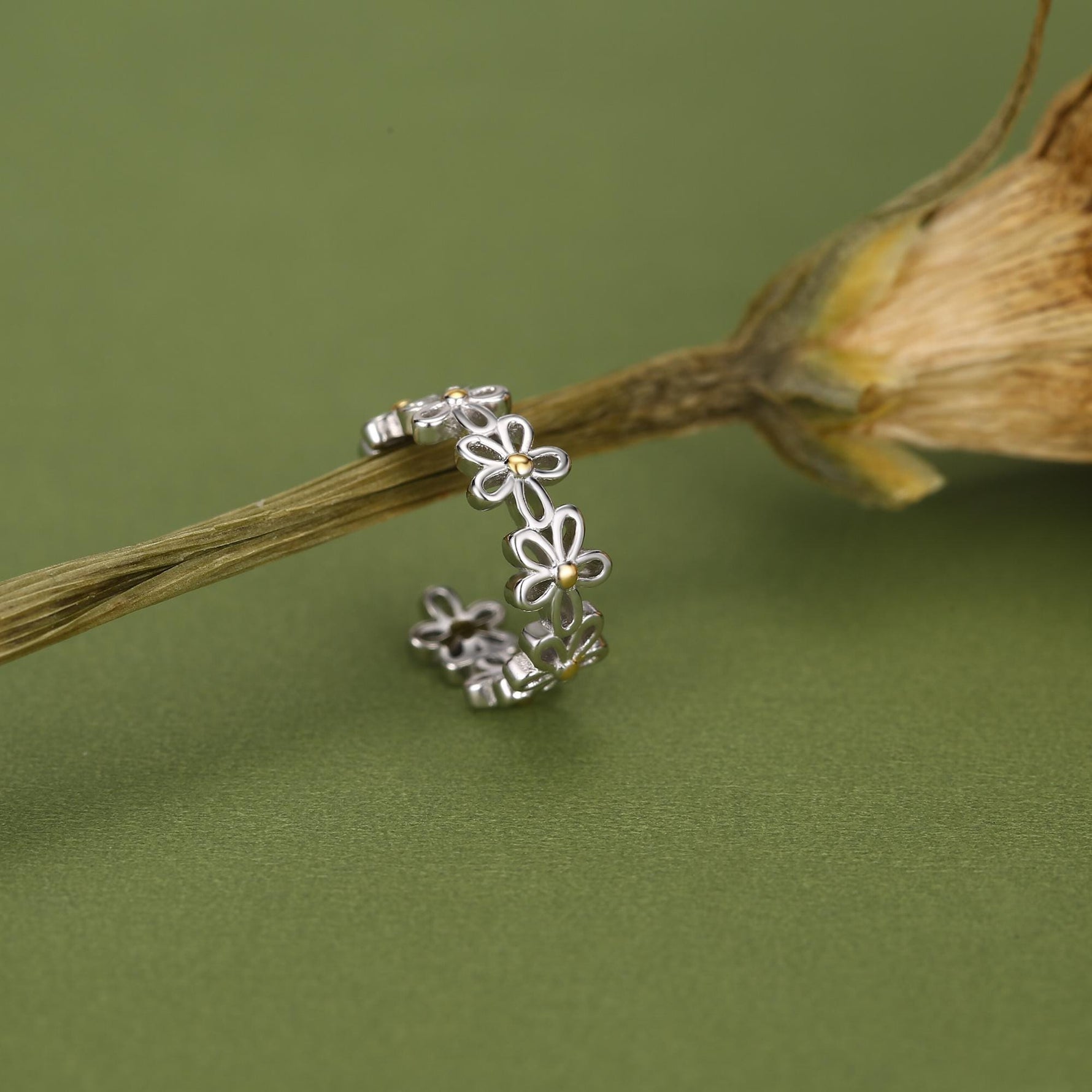 Sterling Silver Daisy Flower Ear Cuff