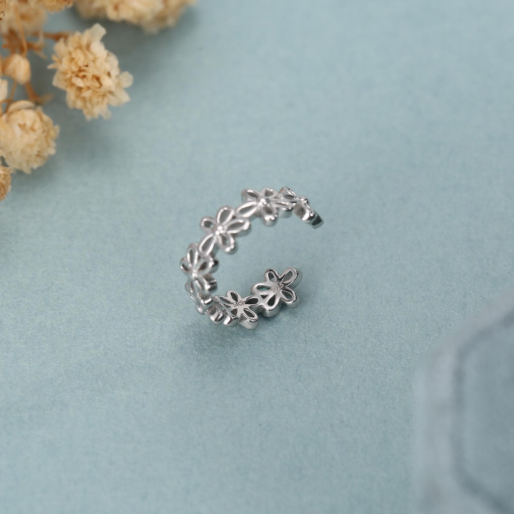 Sterling Silver Daisy Flower Ear Cuff No Piercing Required
