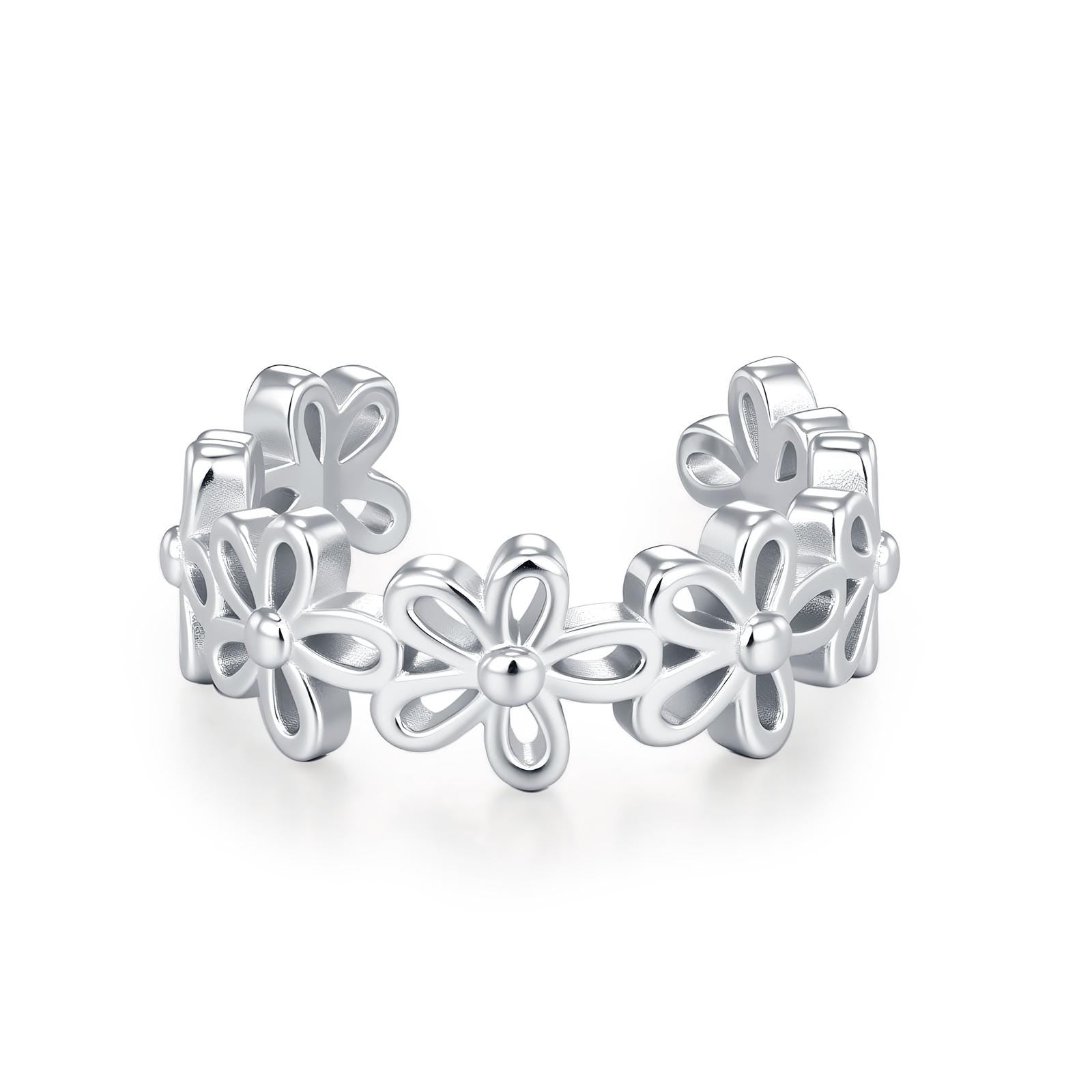 Sterling Silver Daisy Flower Ear Cuff No Piercing Required