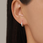 Sterling Silver Diamond Cut Rhombus Hoop Earrings