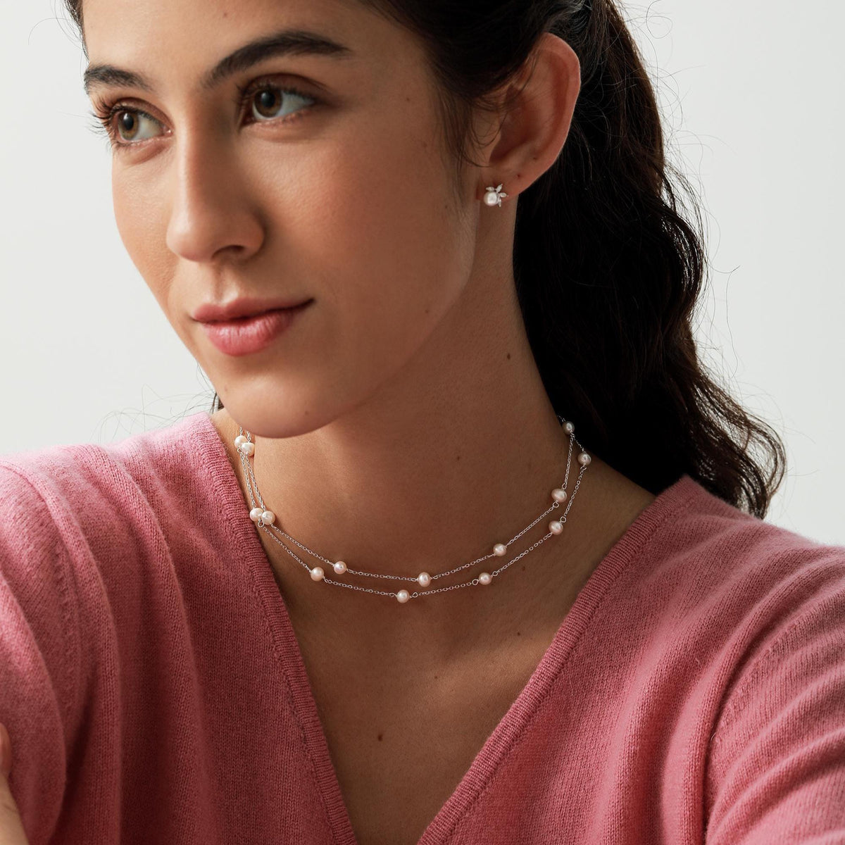 Genuine Pearl Choker Necklace in Sterling Silver, Silver or Gold , Genuine Freshwater Pearls, Pearl Necklace