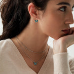 Blue Enamel Butterfly Charm Necklace