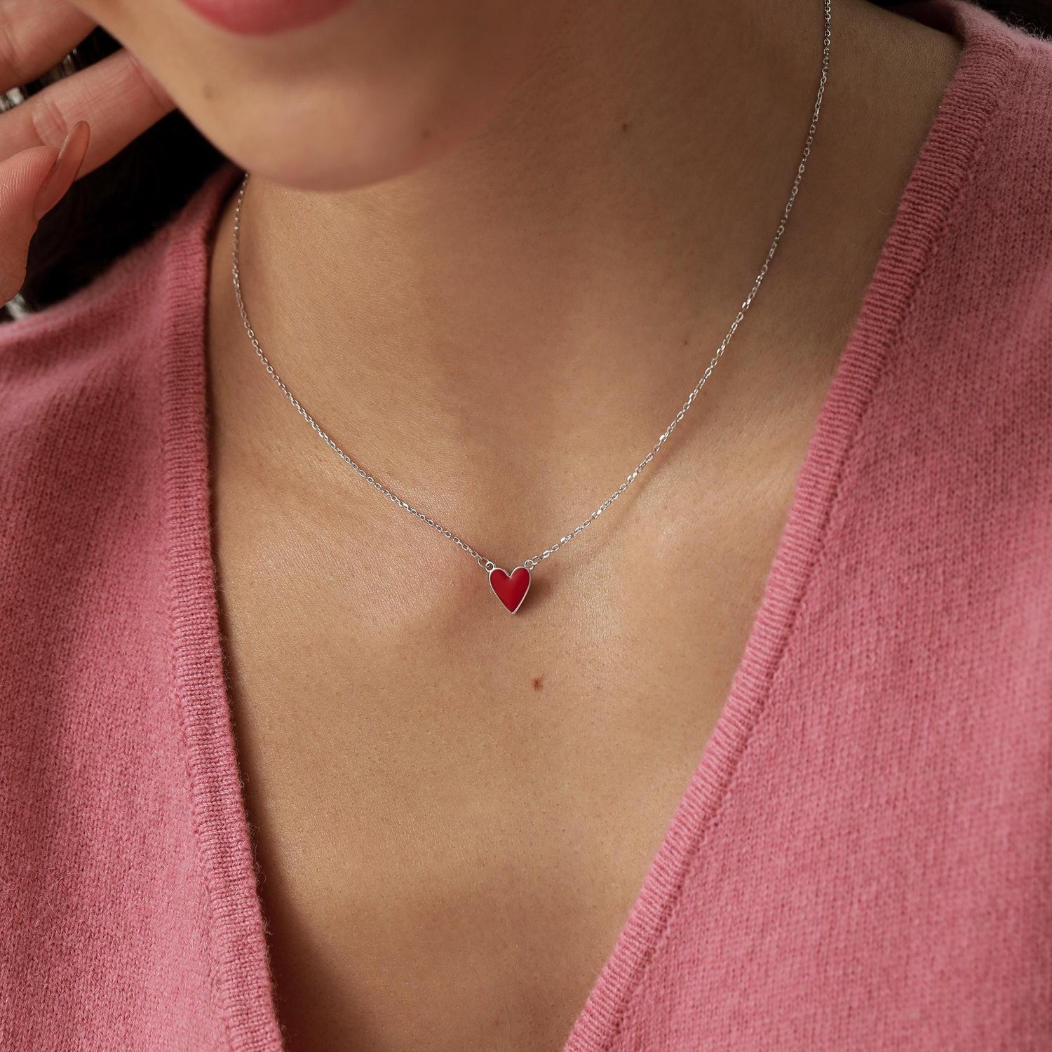 Enamel Heart Charm Necklace