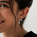 Pigeon Charm Hoops and Pendant Necklace in Sterling Silver, Rhodium Coated Cute Pigeon Necklace and Earrings, Nature Inspired