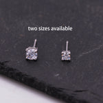 Sterling Silver Tiny Little Stud Earrings, Barely Visible, Extra Small CZ Stud, Stacking Earrings, Cubic Zirconia Crystal