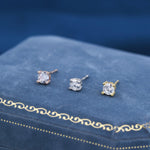 Sterling Silver Tiny CZ Stud Earrings, Barely Visible, 3mm or 4mm, Extra Small CZ Stud, Silver, Gold and Rose Gold, Cubic Zirconia Crystal