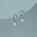 Oval CZ Huggie Hoop in Sterling Silver, Silver or Gold, Minimalist Simple Hoop Earrings, Detachable and Interchangeable