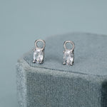 Oval CZ Huggie Hoop in Sterling Silver, Silver or Gold, Minimalist Simple Hoop Earrings, Detachable and Interchangeable