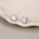 0.8Ct Emerald Cut Moissanite Diamond Stud Earrings in Sterling Silver