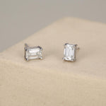 0.8Ct Emerald Cut Moissanite Diamond Stud Earrings in Sterling Silver