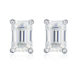 0.8Ct Emerald Cut Moissanite Diamond Stud Earrings in Sterling Silver