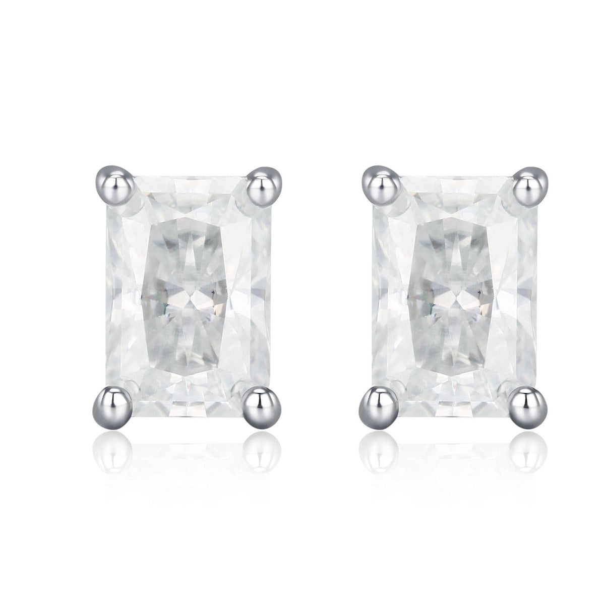 0.8Ct Radiant Cut Moissanite Diamond Stud Earrings in Sterling Silver