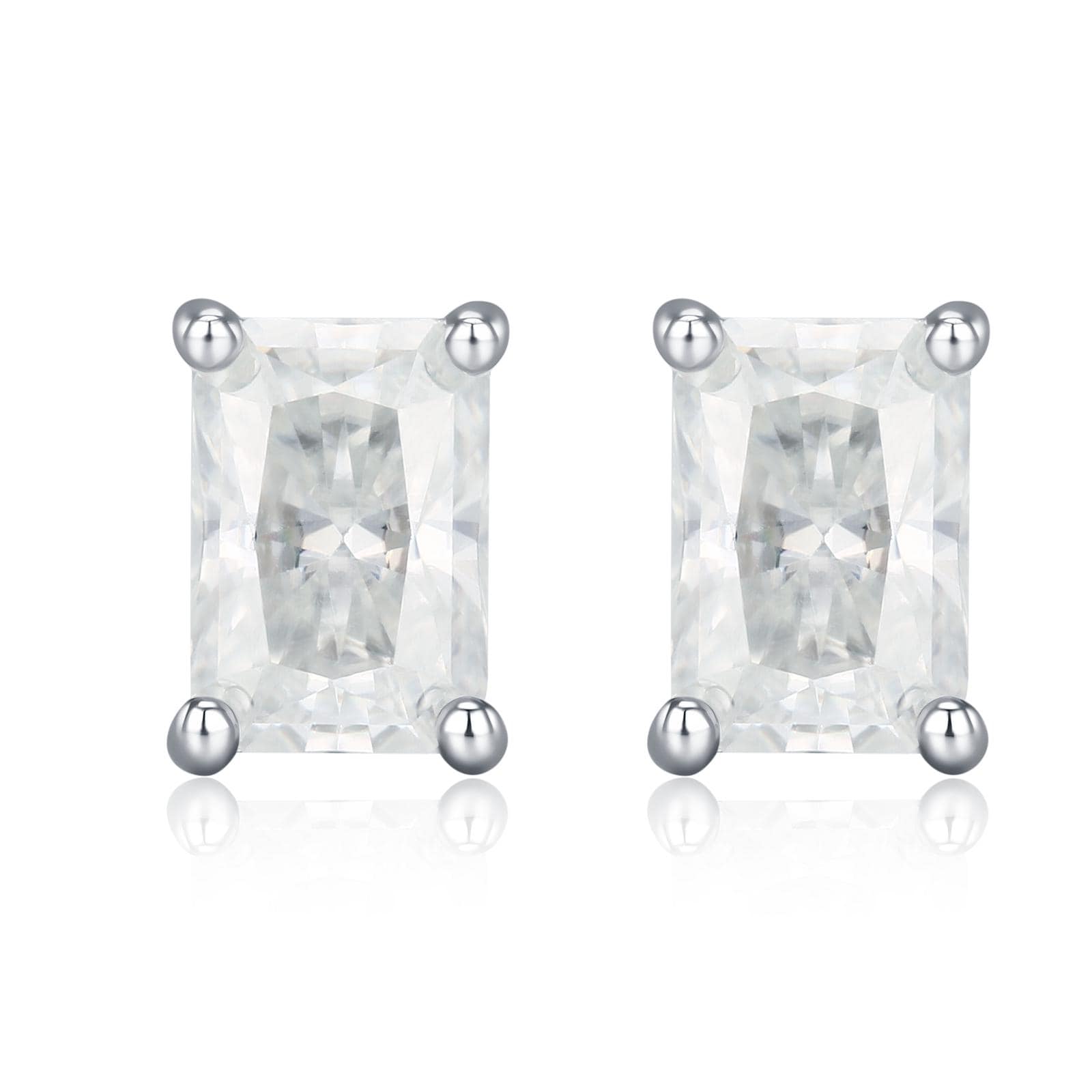 0.8Ct Radiant Cut Moissanite Diamond Stud Earrings in Sterling Silver