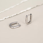 Pair of Small Rectangular Hoop Earrings in Sterling Silver, Oval Hoop Earrings, Chunky Hoop Earrings, Silver or Gold, Square Hoop Earrings