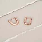 Pair of Small Rectangular Hoop Earrings in Sterling Silver, Oval Hoop Earrings, Chunky Hoop Earrings, Silver or Gold, Square Hoop Earrings
