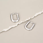 Pair of Small Rectangular Hoop Earrings in Sterling Silver, Oval Hoop Earrings, Chunky Hoop Earrings, Silver or Gold, Square Hoop Earrings