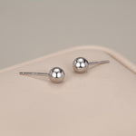 Sterling Silver Dainty Little Ball Circle Sphere Tiny Stud Earrings, Minimalist Geometric Design