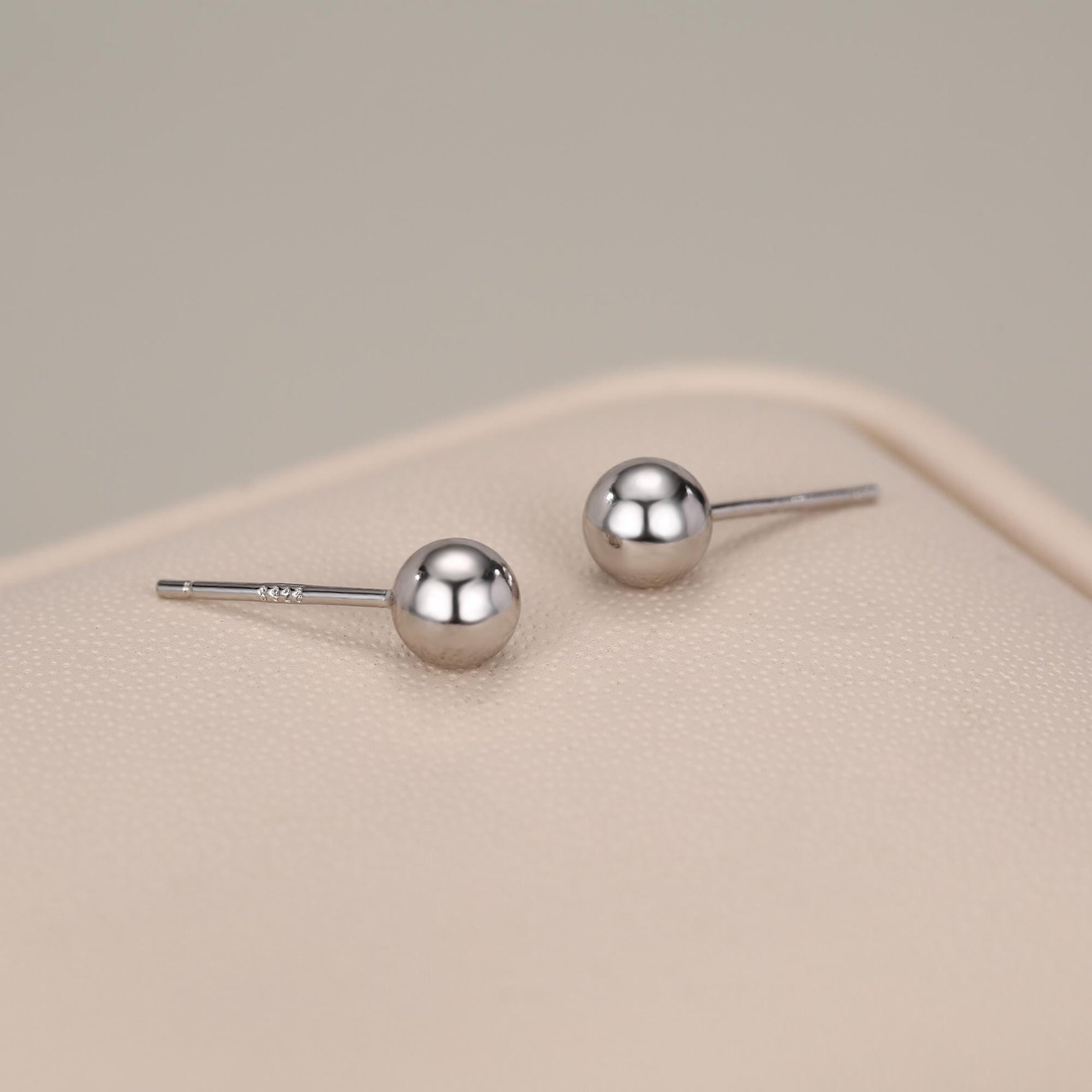 Sterling Silver Dainty Little Ball Circle Sphere Tiny Stud Earrings, Minimalist Geometric Design