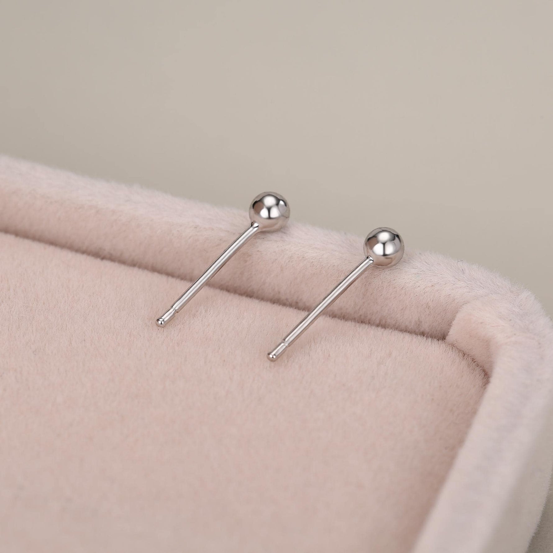 Sterling Silver Dainty Little Ball Circle Sphere Tiny Stud Earrings, Minimalist Geometric Design