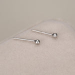 Sterling Silver Dainty Little Ball Circle Sphere Tiny Stud Earrings, Minimalist Geometric Design