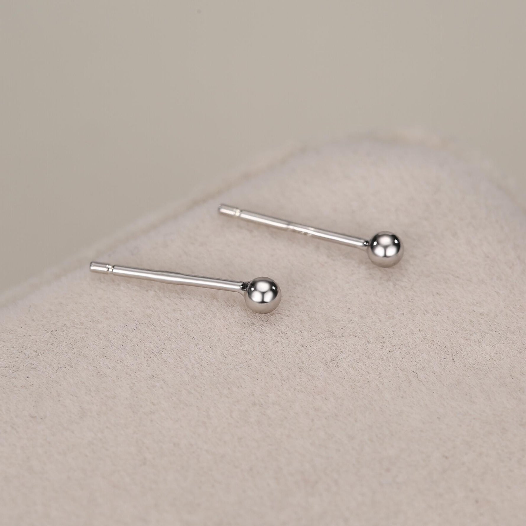 Sterling Silver Dainty Little Ball Circle Sphere Tiny Stud Earrings, Minimalist Geometric Design