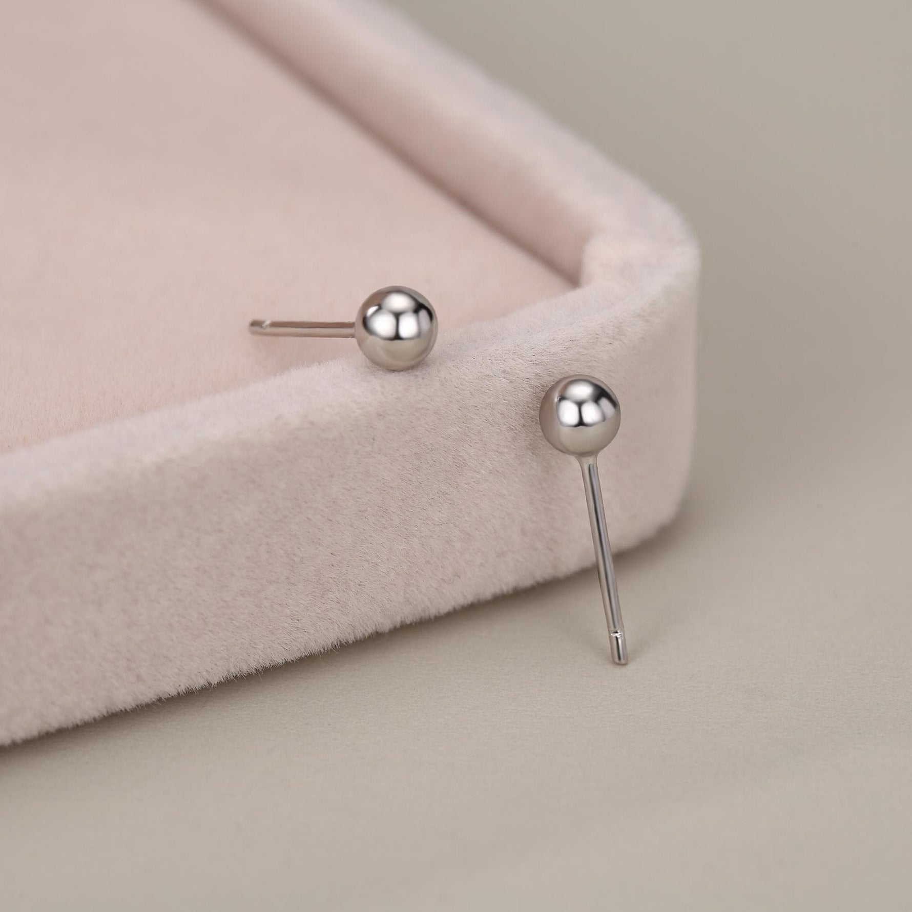 Sterling Silver Dainty Little Ball Circle Sphere Tiny Stud Earrings, Minimalist Geometric Design