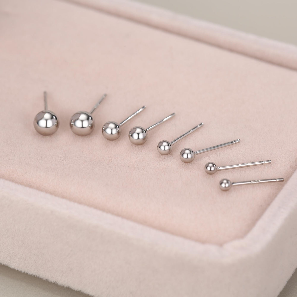 Sterling Silver Dainty Little Ball Circle Sphere Tiny Stud Earrings, Minimalist Geometric Design