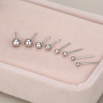 Sterling Silver Dainty Little Ball Circle Sphere Tiny Stud Earrings, Minimalist Geometric Design
