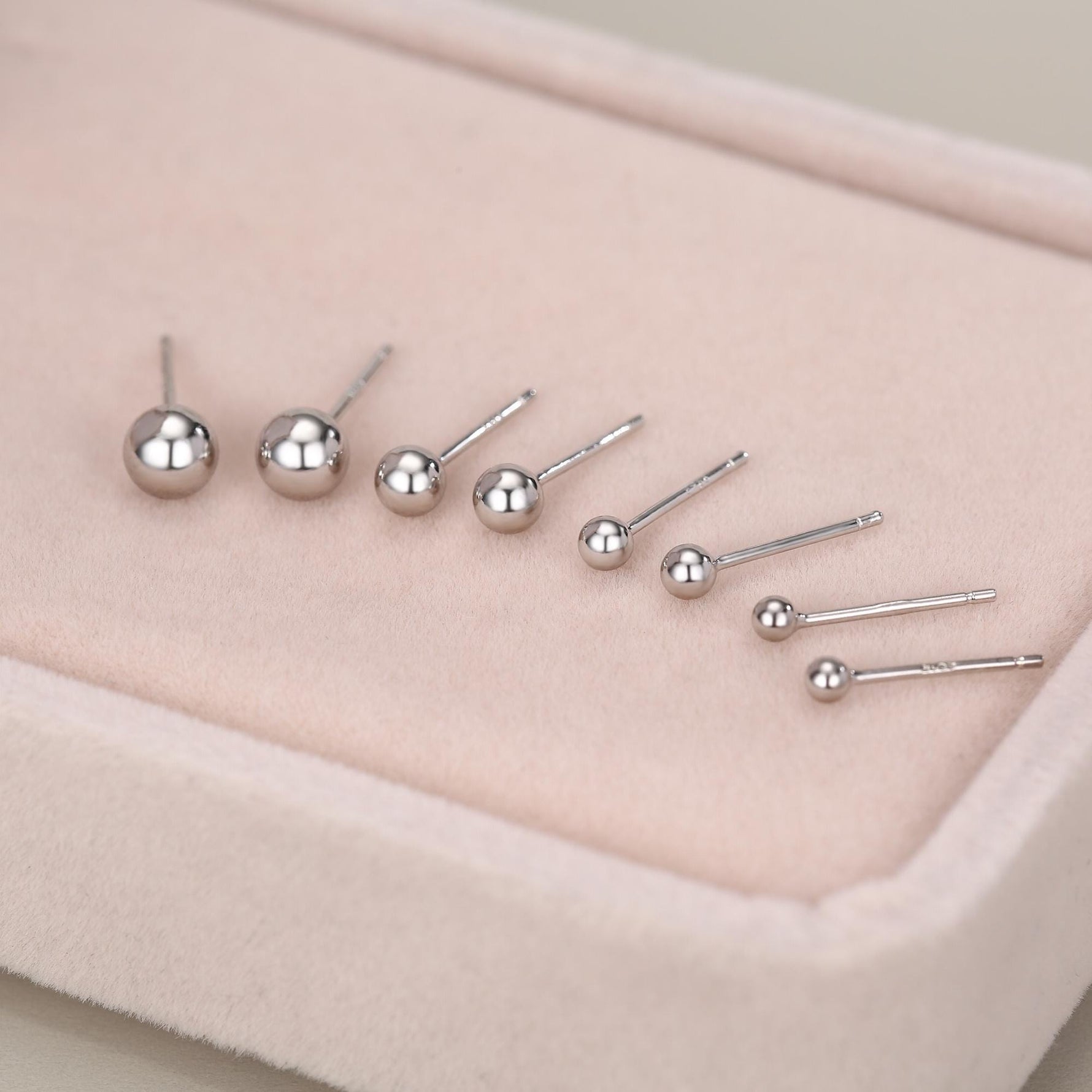 Sterling Silver Dainty Little Ball Circle Sphere Tiny Stud Earrings, Minimalist Geometric Design
