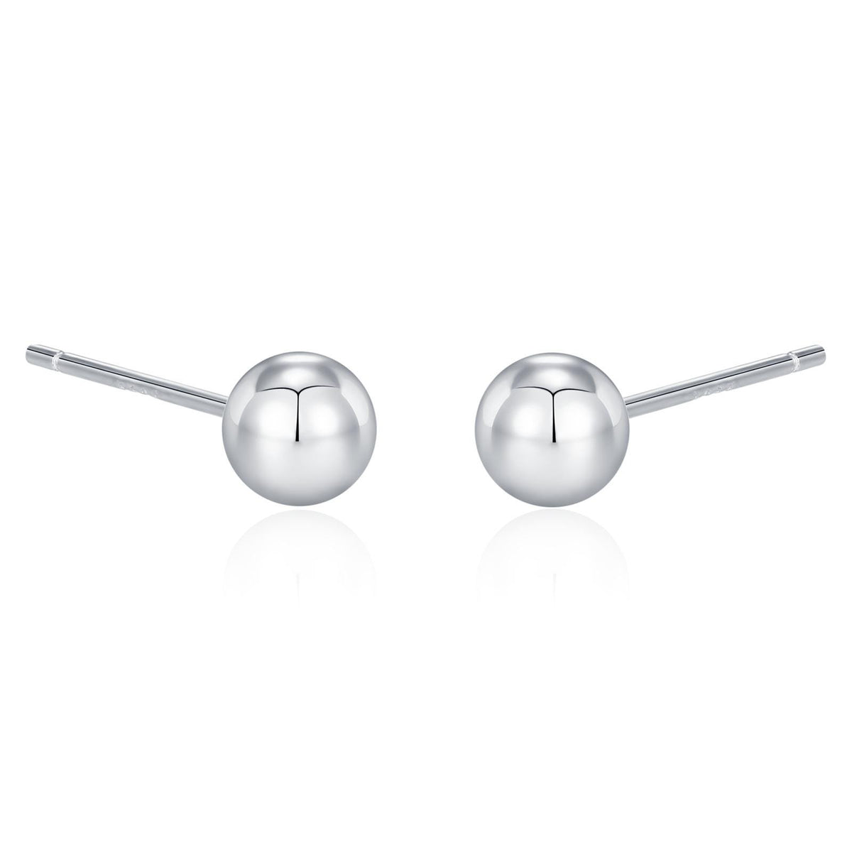Sterling Silver Dainty Little Ball Circle Sphere Tiny Stud Earrings, Minimalist Geometric Design