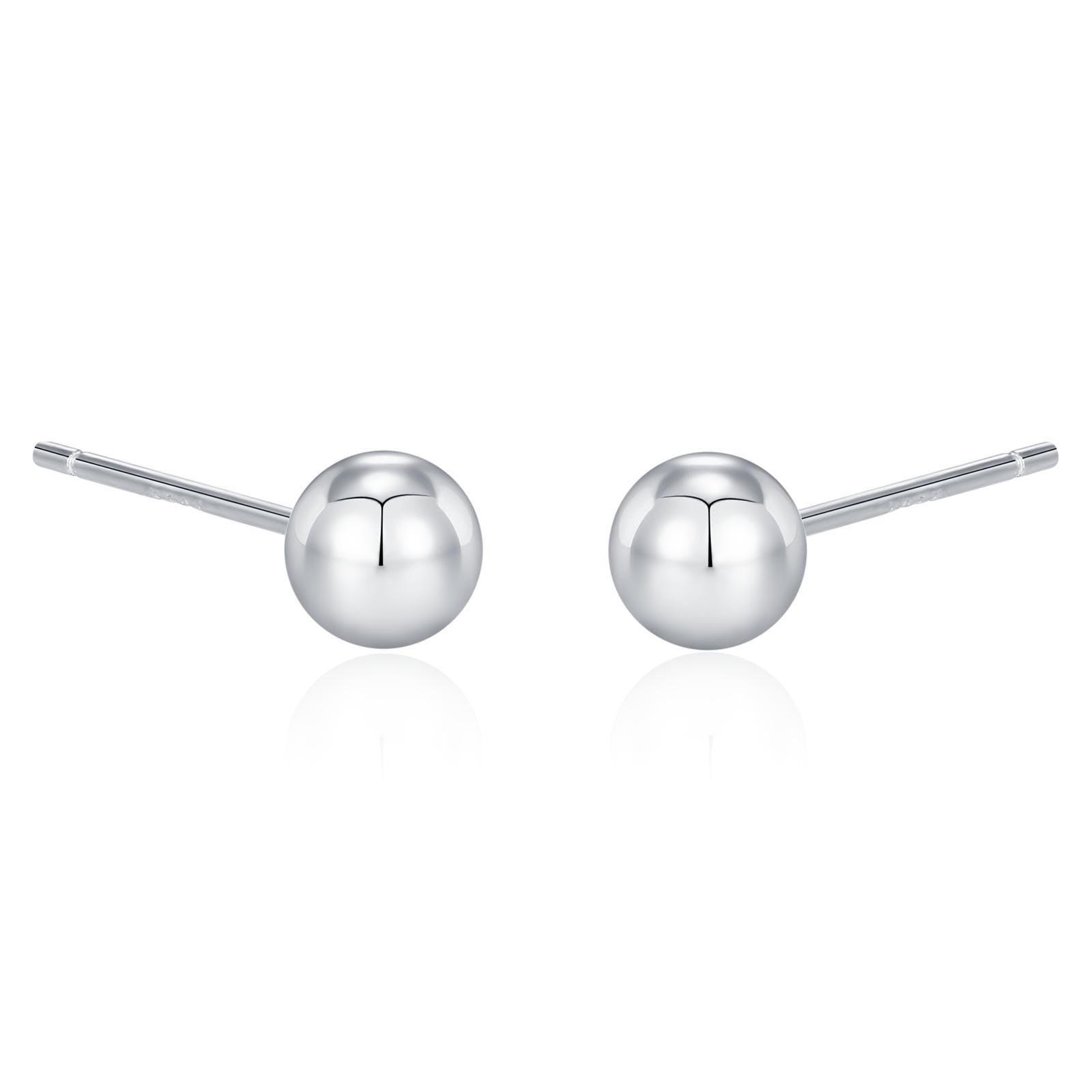 Sterling Silver Dainty Little Ball Circle Sphere Tiny Stud Earrings, Minimalist Geometric Design