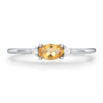 Citrine CZ Oval Cut Gemstone Ring