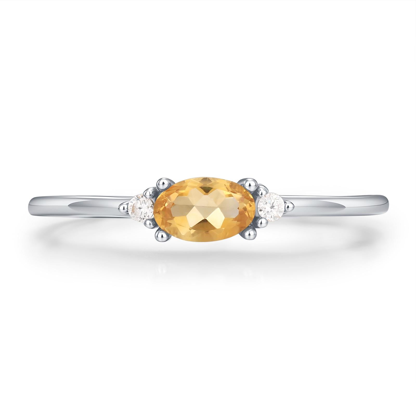 Citrine CZ Oval Cut Gemstone Ring