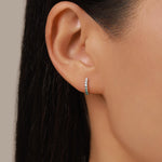 Emerald Green Ombre CZ Huggie Hoops in Sterling Silver, Silver or Gold, Minimalist Hoop Earrings, 8mm Hoops, cartilage hoops, Gradient