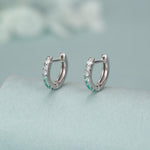 Emerald Green Ombre CZ Huggie Hoops in Sterling Silver, Silver or Gold, Minimalist Hoop Earrings, 8mm Hoops, cartilage hoops, Gradient
