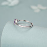 Amethyst Prong Set Pear Cut Droplet Gemstone Ring