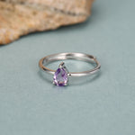 Amethyst Prong Set Pear Cut Droplet Gemstone Ring