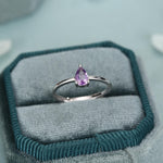 Amethyst Prong Set Pear Cut Droplet Gemstone Ring