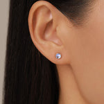 Sterling Silver Moonstone Stud Earrings, Gold or Silver, 4mm Simulated Moonstone Crystal Earrings, Minimalist
