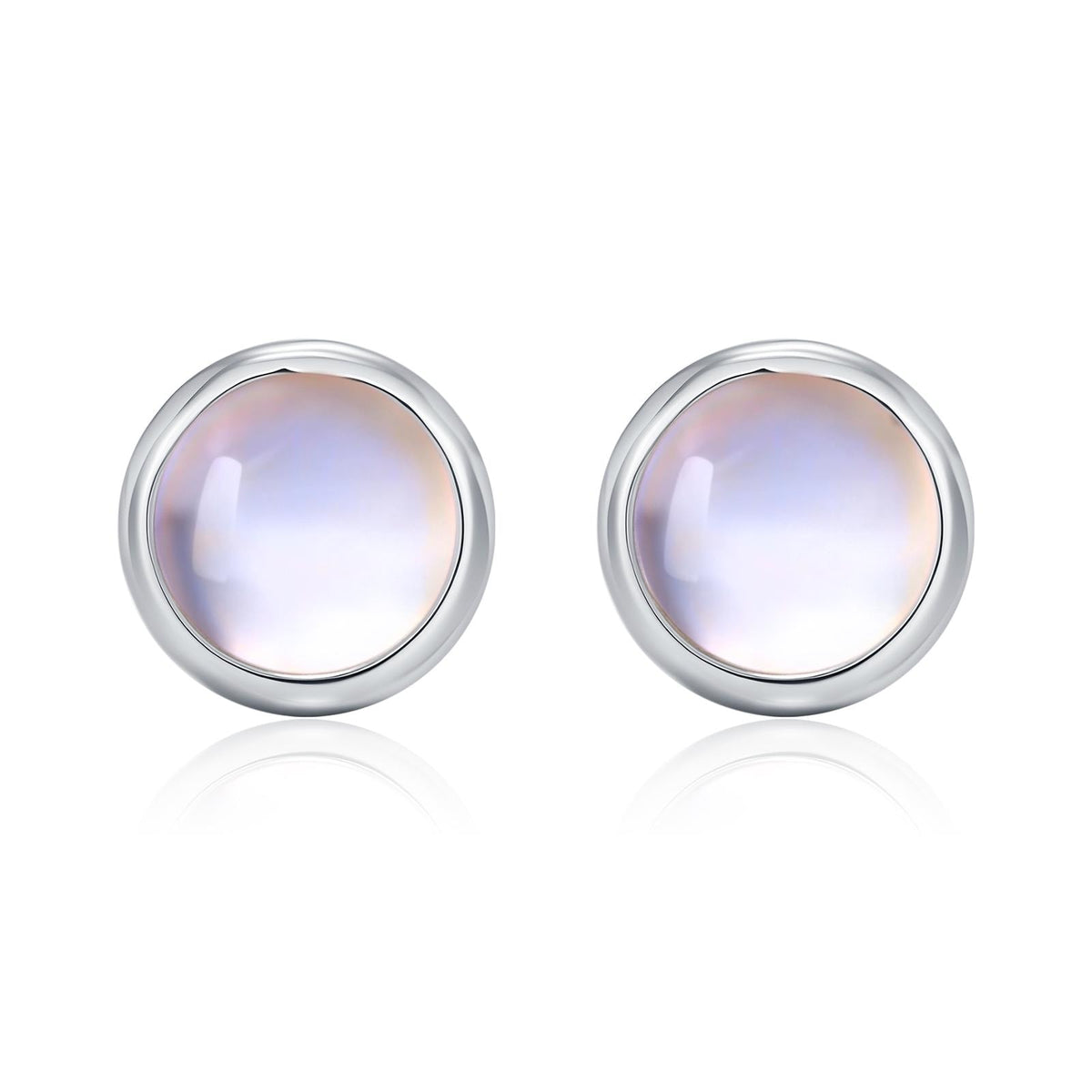 Sterling Silver Moonstone Stud Earrings, Gold or Silver, 4mm Simulated Moonstone Crystal Earrings, Minimalist
