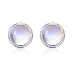 Sterling Silver Moonstone Stud Earrings, Gold or Silver, 4mm Simulated Moonstone Crystal Earrings, Minimalist