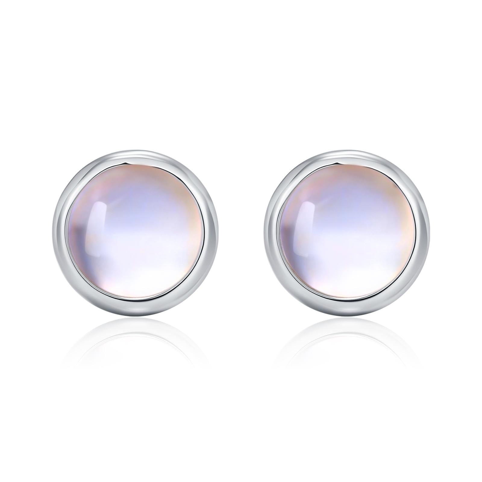 Sterling Silver Moonstone Stud Earrings, Gold or Silver, 4mm Simulated Moonstone Crystal Earrings, Minimalist
