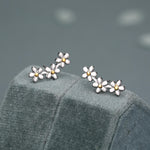Forget-me-not Flower Stud Earrings in Sterling Silver, Three Flower Bouquet Earrings, Triple Daisy Flower Cluster Earrings