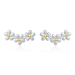 Forget-me-not Flower Stud Earrings in Sterling Silver, Three Flower Bouquet Earrings, Triple Daisy Flower Cluster Earrings