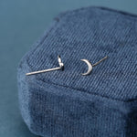 Extra Tiny Crescent Moon Stud Earrings in Sterling Silver - Silver or Gold or Rose Gold - New Moon Earrings - Petite Stud Earrings