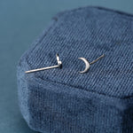 Extra Tiny Crescent Moon Stud Earrings in Sterling Silver - Silver or Gold or Rose Gold - New Moon Earrings - Petite Stud Earrings