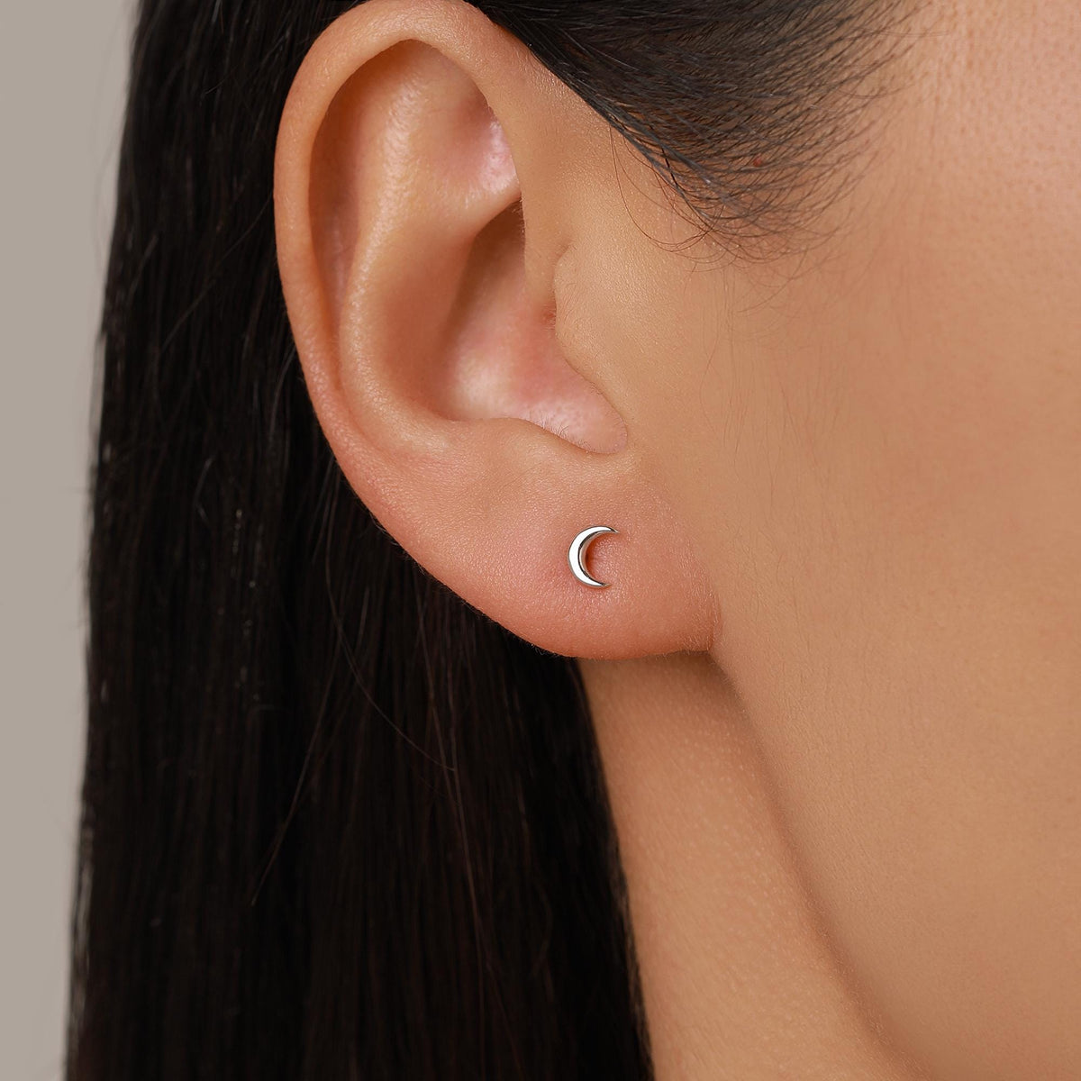 Extra Tiny Crescent Moon Stud Earrings in Sterling Silver - Silver or Gold or Rose Gold - New Moon Earrings - Petite Stud Earrings